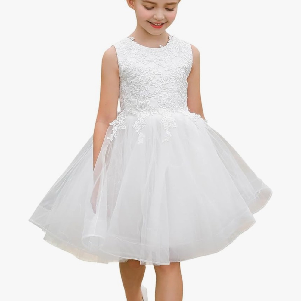 Charming White Lace Dress for Girls